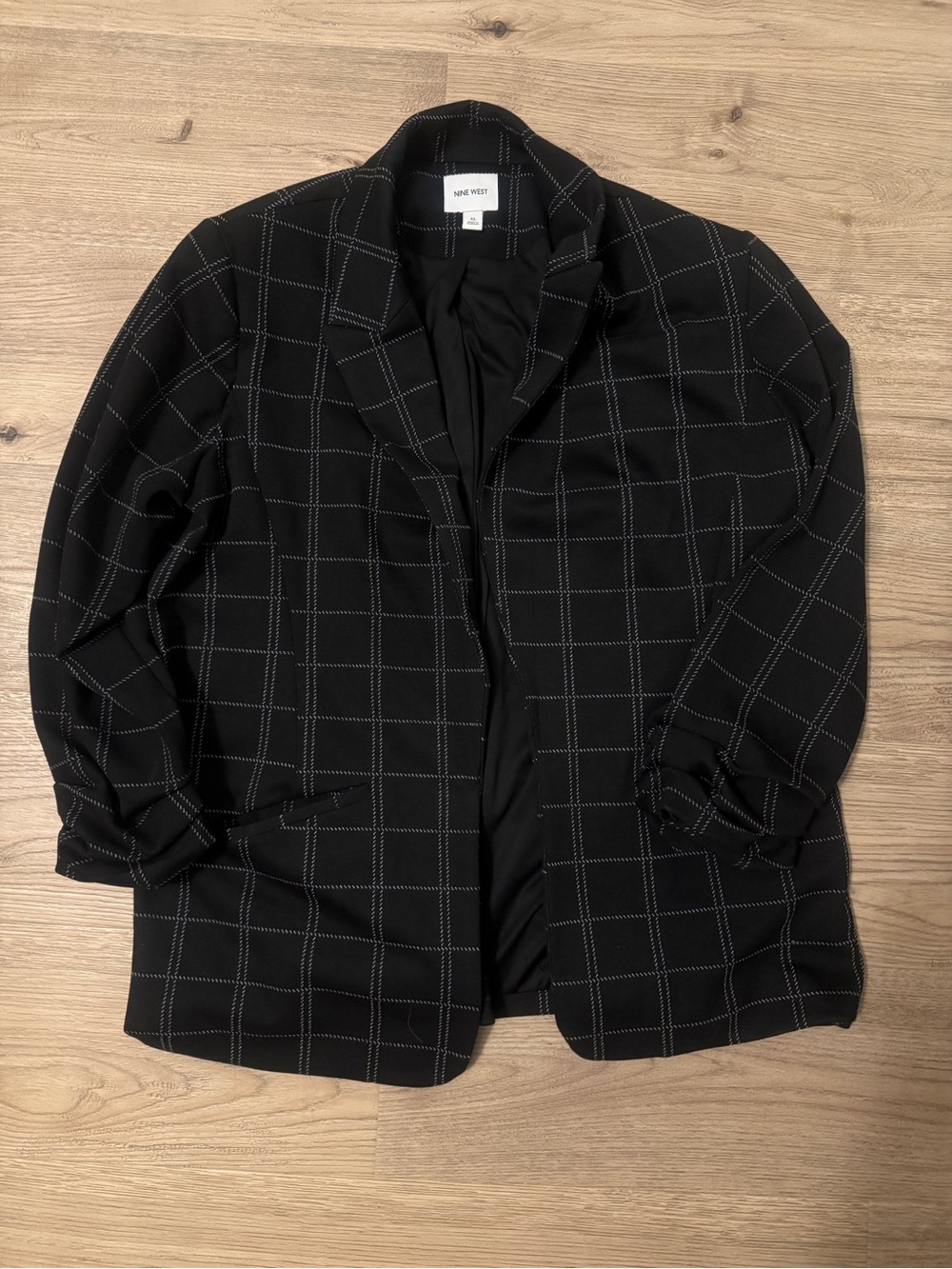 Nine West Black Windowpane Check Blazer